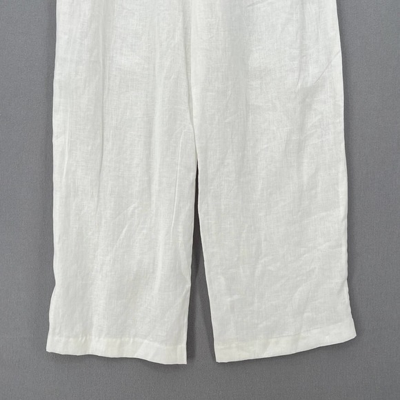 ENZA COSTA Tapered Pleated Pant Womens 25 White Linen Trouser Undyed High Waist - Picture 6 of 16
